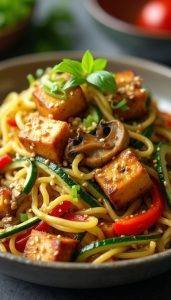 Zucchini Noodle Stir-Fry with Tofu Recipe for Dinner
