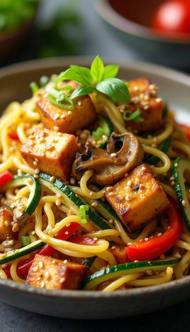 Zucchini Noodle Stir-Fry with Tofu Recipe for Dinner