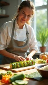 Cucumber Avocado Sushi Rolls Recipe for Lunch
